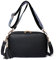 FANDARE Sac à bandoulière pour Femme en Cuir PU Sac Besace Sac Porté épaule Sacs à bandoulière avec Deux Bandoulières Sac d'épaule pour Voyage Cyclisme Sling Crossbody Bag Sac de Messenger Noir