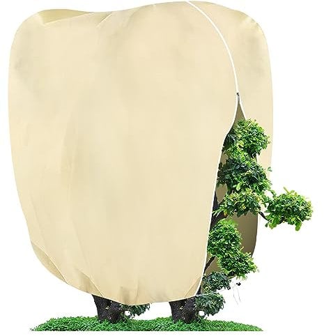 Verdenu 360 * 250CM Cappuccio Protezione Piante, 80g/㎡ Copertura Piante Tessuto Non Tessuto, Telo Antigelo per Piante, con Cerniera e Corda di Estrazione per prevenire Insetti, Neve e Freddo