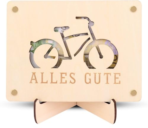 Catelves Fahrrad Geschenk, Fahrrad Geschenkideen, Geldgeschenk Fahrrad, Geldgeschenke Geburtstag Holz, Wunscherfüller Geldgeschenk, Geschenke aus Holz, Gästebuch Geburtstag Mann Frau