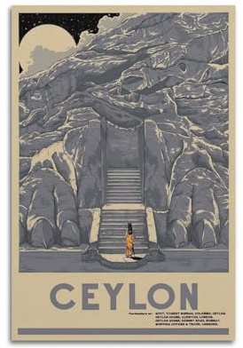 FYRN Vintage Ceylon Sri Lanka Reise-Poster, Wandkunstdruck, Retro-Ästhetik, Raumdekoration, Bürodekoration, 40 x 60 cm, ungerahmt