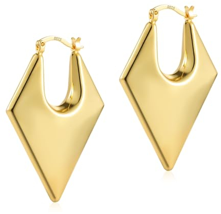 ALEXCRAFT Eckige Creolen Ohrringe Gold Damen 14K Dick Goldener Ohrringe Geschenk für Frauen Freundin Mama Mädchen