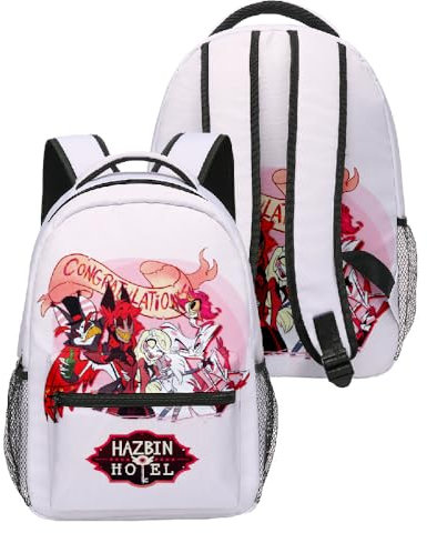 Tongyundacheng Hazbin Hotelrucksack, Anime-Schultasche, Angel Dust Alastor Hazbin Hotel, leicht, modisch, für Mädchen, Jungen, Reiserucksack, Laptoptasche, Typ 13, 40x30x17cm