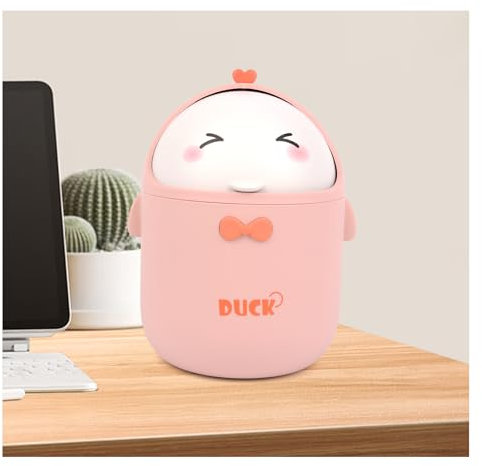 Mini Poubelle De Bureau avec Couvercle，Mignon gaspillage en Papier Poubelle Peut Petit bac de Cuisine bac Top bacpour Chambre, Salle de Bain, Salon, Cuisine，la Table de Bureau à Domicile-Couleur rose
