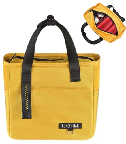 xutong Bolsa Térmica Porta Alimentos 8 LITROS,Hermética e Térmica, Trabajo Almuerzo Hombres Niñas Niños Infantil Frio Calor Aislamiento Bolso de Nevera Portátil, Lunch Box Impermeable(Amarillo)