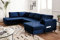 Lisa Design Anna – Wohnlandschaft Ecksofa – mit Schlaffunktion und Bettkasten – zeitgenössischer Stil Nachtblau