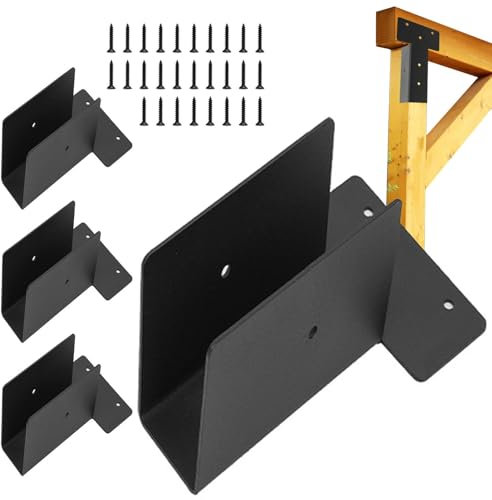 Kit pergola in legno - Staffe angolari per pergola | Staffe di montaggio superiori per pergola in metallo da 4 pezzi | Staffe metalliche per pergola con pali in legno | Con 28 viti, in legno e ki