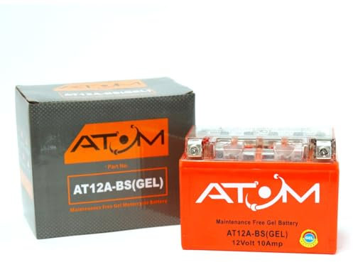 AT12A-BS- Atom Gel Motorcycle Battery Factory Sealed 12V 9.5Ah