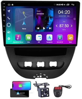 ZZPHKK 9 Pollici Schermo Touchscreen Autoradio Android 13 per Peugeot 107/Toyota Aygo 2005-2014, Stereo Auto Bluetooth con FM AM RDS Dab+ Radio Auto/Navi GPS 4G WiFi Carplay Android Auto(NF-1)