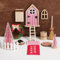 BOFUNX Wichteltür Zubehör Weihnachten Set, Miniatur Weihnachtswichtel Tür mit Weihnachtsbaum, Öllampe, Leiter, Teppich, Feentür Set für Kinder Geschenk