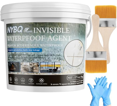 Invisible Waterproof Agent,Liquid Waterproof Sealant,Transparent Insulation Sealant Glue,Indoor & Outdoor Coating (5kg,Clear)