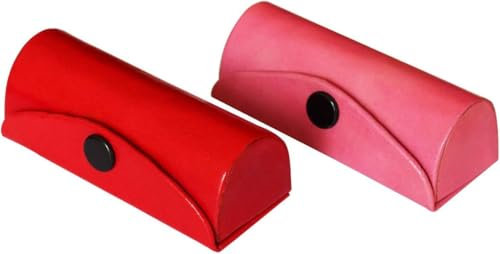 SWACRAFT Set di 2 custodie in pelle per rossetti, organizer per borse, rossetti rossi e rosa, con specchio, per donne e ragazze