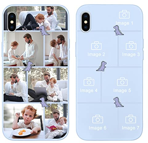 ZhuoFan Personalisierte Handyhülle für iPhone X/iPhone XS 5,8, Personalisiert Hülle mit Selbst Gestalten Foto Bild Schutzhülle, Hellblau Silikon Stoßfest Individuelle Case für iPhone X