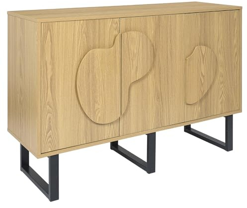 HOME DECO FACTORY, HD0433, Elegantes, modernes Sideboard aus schwarzbraunem Holz, mit Mehreren Fächern für optimale Aufbewahrung, ideal für Wohn- oder Esszimmer, 120 x 79 x 40 cm