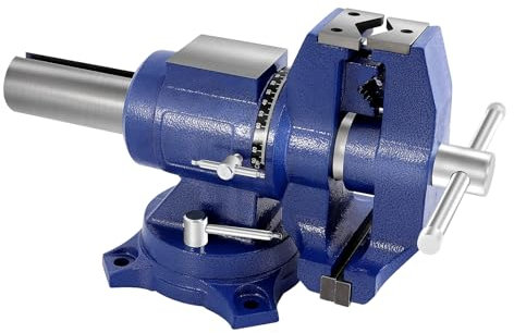 Schraubstöcke,Werkbank Tischklemme,5'' Profi Schraubstock,125mm Spannweite,360° Rotation,mit Befestigungslöcher und Griffe,für Flachschleifmaschinen,Fräsmaschinen,Blau