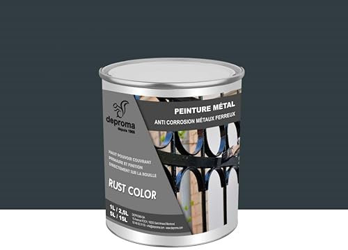 DEPROMA Peinture métal anticorrosion int/ext | Qualité professionnelle (Gris anthracite - RAL 7016)