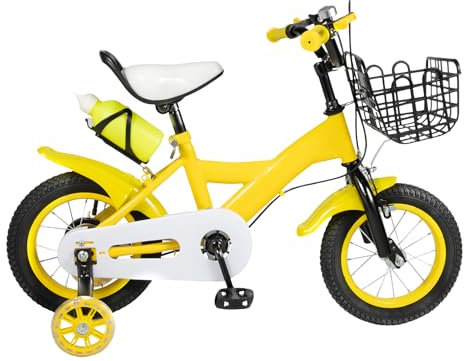 ureggvbu 2-4 Jahre Jungen & Mädchen Kinder Fahrrad 12 Zoll Kinderfahrrad für ab HöHenverstellbar Kinderfahrräder mit Stützrädern und Korb für Schulung Outdoor Reiten