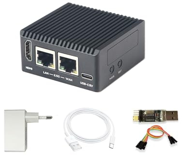 FriendlyElec NanoPi R76S Mini routeur répéteur, LPDDR5 RAM 32 Go eMMC 6TOPS NPU, RK3576 SoC avec modèle Al, double port Ethernet 2,5 G pour IoT NAS Smart Gateway (Power Supply Kit,LPDDR5 16 Go)