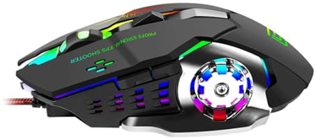 YBNKKUXKN Gaming Mouse, Wired Optical Mouse 3600 DPI Wheel-shaped Mechanical Luminous Pointing Device For Laptops PC Classic Black