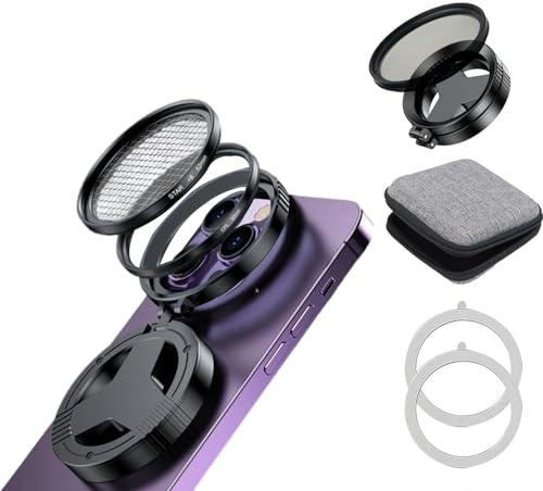 Filtre CPL magnétique pour téléphone, filtre polarisant pour téléphone portable avec adaptateur d'objectif et étui de rangement, réduisant la réflexion de la lumière et améliorant les couleurs