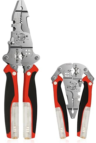 16-in-1 Professional Wire Stripper with 12-250V Voltage Tester, Heavy Duty Foldable Electrician Pliers for Stripping, Cutting, Crimping & Twisting, Versatile Electrical Tool for DIY & Repair