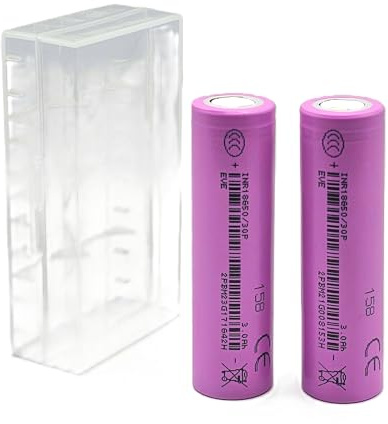 EVE 30P - 3000mAh - 30A - 18650 Flat Top Type - Ultra High Performance, Vape Suitable Rechargeable Battery, Suitable for the most demanding applications + Storage Case