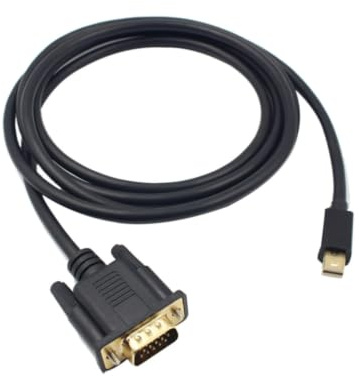 Cable Mini Puerto de Visualización a Vga de 1,8 M para Monitor Negro | Conectores Chapados en Oro, Transmisión de Vídeo 1080p, Alivio de Tensión Moldeado, para Proyector y Hdtv