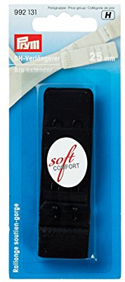 Prym Bra Extender Hooks, Cotton, Black, 25 mm