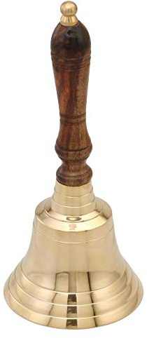 Tischglocke, Messing mit Edelholzgriff, satter Klang, 22 cm, Ø ca. 10 cm