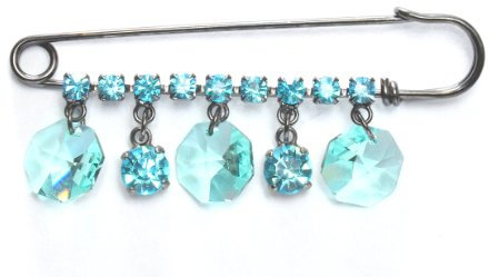 Cristal Swarovski Kilt Pin Broche avec Aqua Drops en Gun Metal/Kilt Pin par Krystal/Noir plaqué Broche Fantaisie Cristal Swarovski/Aqua Broches/Kilt Pins Collection de Robes de & Sacs à Main