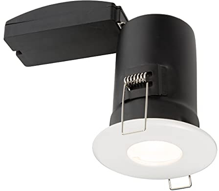 Saxby 61061 50W shieldPLUS MV IP65 Recessed Fixed Fire Rated Downlight GU10 Ceiling Spotlight - Matt White