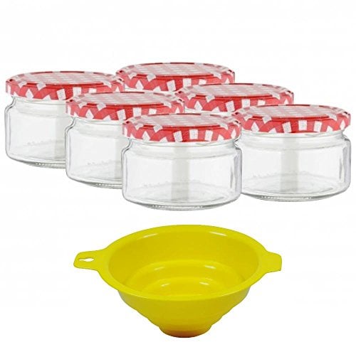 Viva Haushaltswaren Lot de 6 Pots de Confiture/bocaux avec Fermeture à vis 250 ML, avec Entonnoir de