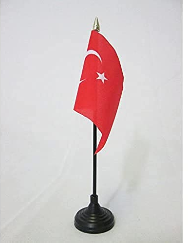 AZ FLAG - Tischflagge Türkei - 15x10 cm Goldene Splitze - Türkische Tischfahne 10 x 15 Cm - Flaggen