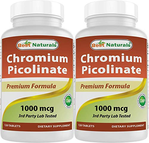 Best Naturals Chromium Picolinate 1000 mcg 120 Tablets (Pack of 2)