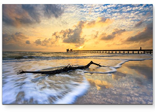 Paul Sinus Art Leinwandbilder | Bilder Leinwand 120x80cm Strand am Morgen