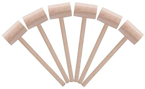 6 Pack Wooden Crab Mallets Seafood Lobster Shellfish Cracker Natural Hardwood Hammer