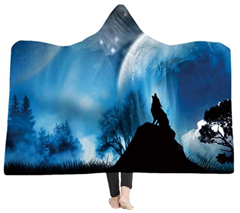 Stillshine Kuscheldecke, 3D Wolf Plüschdecke Pelzdecke Printdesign Couchdecke Mikrofaser Tier Tagesdecke Sherpa Wearable Decke Stranddecke für Erwachsene Kind (Muster 7, 150 * 200 cm)