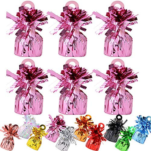 Time to Sparkle 12 Pack Heavy Balloon Weights Foil Helium Latex Balloon Weight Fountain Table Floor Tassle Cone 170g/pc Birthday Party Accessory (Weight-Baby Pink)