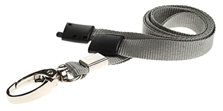 PCL Media ltd® 10 x Sicherheits-Umhängeband, drehbar, Metallclip für Ausweishalter – Pull Quick Release Design Lanyards Bulk 10 Stück (grau)