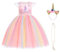 URAQT Robe Licorne Princesse Enfant, Costume Fille, Rose Clair, 140 pour 6-7 Ans