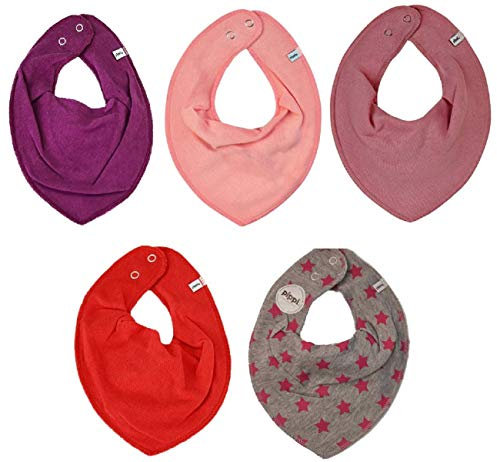 Pippi Halstuch 5er Pack Baby Dreieckstücher Halstücher SPARPACK (All Red Stars)