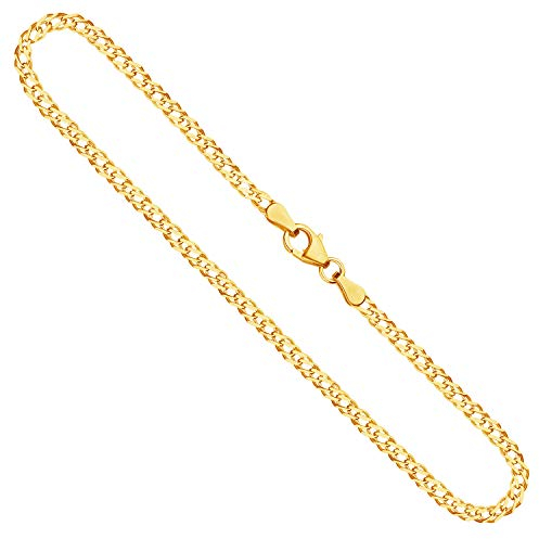 EDELIND Goldkette 333/8 Karat Gold 2.9 mm, Halskette Echtgold für Damen Länge 60cm, Zwillingspanzerkette Gelbgold Karabinerverschluss mit Schlaufe inkl Schmuck Geschenk Box Made in Germany