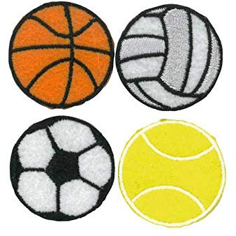 Kleiber Bügelbild Patch Applikation zum Aufbügeln 4er Set Bälle Sport 3,2 cm