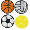 Kleiber Bügelbild Patch Applikation zum Aufbügeln 4er Set Bälle Sport 3,2 cm