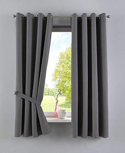 Gardinenbox Vorhänge Blickdicht »Newyork« Dunkelgrau HxB 160x140 cm 2er-Pack Thermo-Gardinen Verdunkelungsvorhang Blackout Ösen schalldämmend ÖKOTEX UV-Schutz Raffhalter, 201920600-2