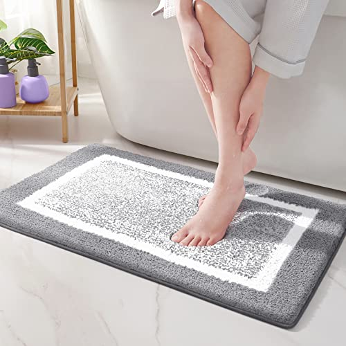 COLOR&GEOMETRY Badteppiche in Standardgröße rutschfest Waschbar- 50 x 75 cm Absorbierende Badvorleger Weiche Badezimmerteppich Badematte für Badezimmer, Dusche, Badewanne, Waschküche (Grau)