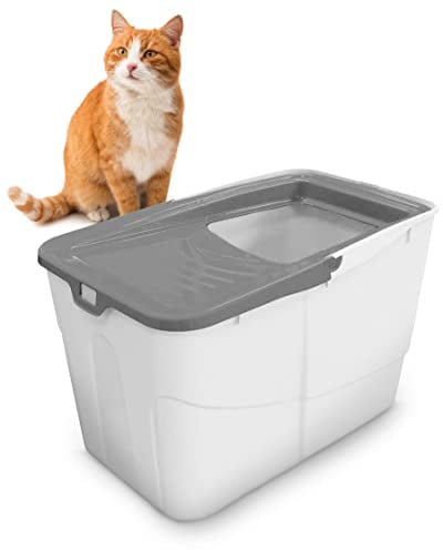 Katzentoilette Katzenklo Sofia Open mit Einstieg von Oben Grau-Beige inkl. Streuschaufel