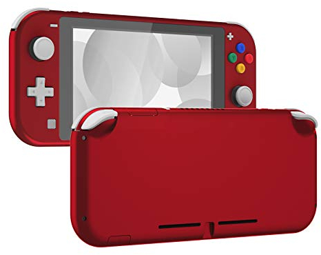 eXtremeRate Soft Touch Scarlet Red DIY Replacement Shell for Nintendo Switch Lite, NSL Handheld Controller Housing w/Screen Protector, Custom Case Cover for Nintendo Switch Lite