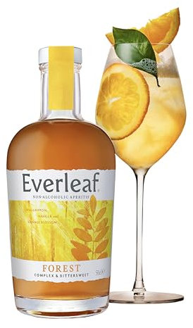 Everleaf Forest - Aperitivo analcolico (50 cl), alternativa allo spirito, per preparare cocktail e spritz senza alcool per il piacere quotidiano | Realizzato in zafferano, vaniglia e fiori d'arancio |