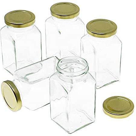 Lashuma 5x Glasgefäße mit Deckel, Marmeladengläser 270 ml, transparente Vorratsgläser eckig