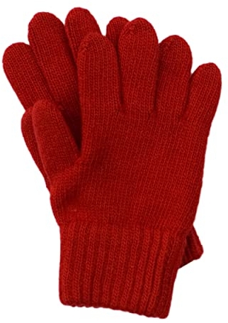 FosterNatur, Kinder Finger Handschuhe/Strickhandschuhe/Wollhandschuhe, 100% Wolle extrafine (4, Rot)